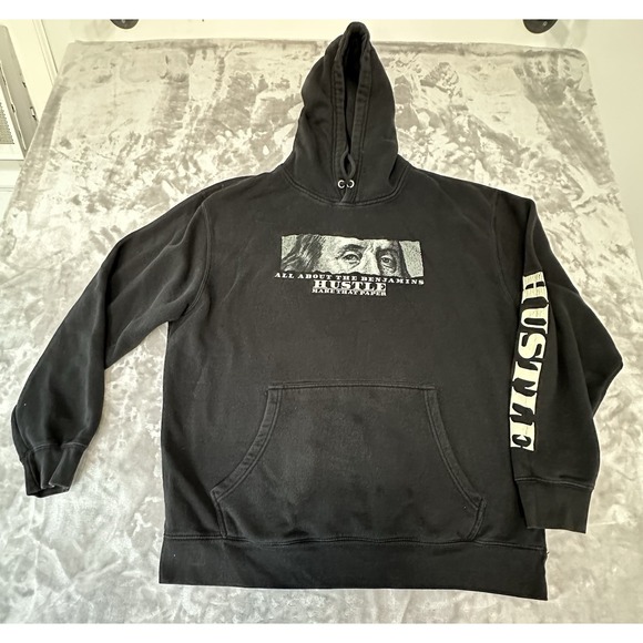 Fashion Nova Hoodie Men's Black Sweatshirt XL Hustle‎ Benjamins Pullover - Picture 1 of 10